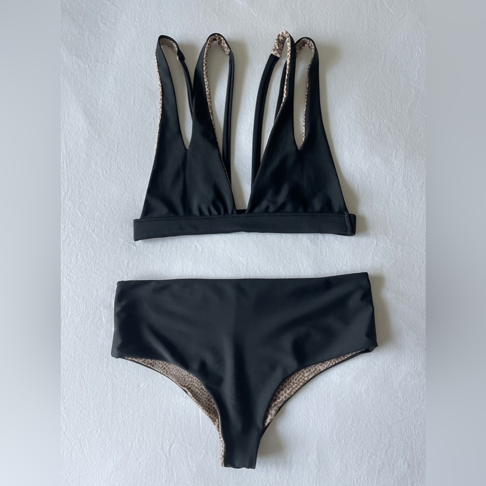 Acacia Plantation Bikini Top and Mid Rise Bottom in Shadow
